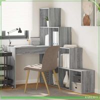 Bureau d'angle - 3337246 - Gris Sonoma - Bois d'ingénierie - Rangement avec étagères