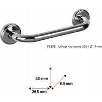 Barre d'appui droite pour salle de bain, à fixer au-dessus de la baignoire, 22,8 cm, chromée