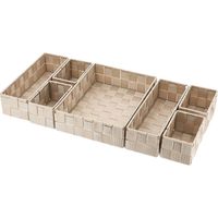 Schubladenorganizer aus geflochtenem polyester 7 aufbewahrungskörbe - beige - Tendance