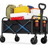 Voiturette Pliante 220L Charge 180kg Chariot Jardin Roues 360° Cadre Acier Oxford PVC 600D Poignée Réglable Camping - 73 × 47 × 90cm
