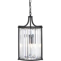 Searchlight Victoria Suspension à 2 lampes, noir mat, verre cristal