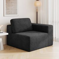 Module de Canapé Modulaire Velours Côtelé - Position Droite,Confort avec Mousse à Haut Retour Élastique,101x101x82cm,Noir