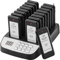VEVOR Systeme de Teleavertisseur de Restaurant, Bipeurs Restaurant sans Fil Longue Portee de 500 m, avec Vibration et Clignotant, 16 Buzzers pour File deAttente, Camion Restaurant, Cafe, Magasin