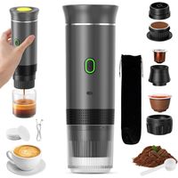 Machine à Café Portable de Voyage,Chauffage Rapide 3 En 1 Cafetiere Portable 12V, Auto-Chauffage de 4 à 6 Minutes, Grandes Capsules, Café Moulu, Pour Le Camping, Bureau, Maison, Voiture (Cendre)