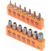 Jeu de 14 embouts Torx de sécurité inviolables en acier allié S2, T5 à T40