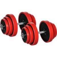 Set Manubri Palestra con Pesi da 40kg rivestiti in Gomma, in Metallo e Sabbia di Ferro, 45x26x26 cm, Rossa