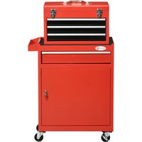 Porte-outils 2 en 1 avec caisse amovible et armoire verrouillable en acier, rouge