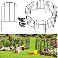 Clôture de jardin anti-animaux 33 × 61 cm – Lot de 10 panneaux en métal noir antirouille, barrière de jardin sans creuser