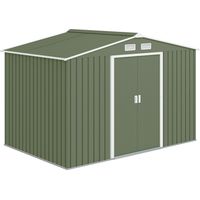 Casetta da Giardino con 2 Porte Scorrevoli e 4 Prese d'Aria in Acciaio, 277x195x192cm, Verde Chiaro