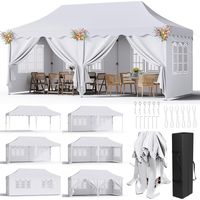 Pop Up Gazebo 3mx6m Folding Tent with 6 Sidewalls Waterproof UPF50+, White