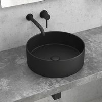 Lavabo da appoggio rotondo in ceramica nero opaco 35cm Litos-0006B kamalu