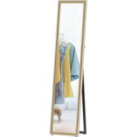 Espejo de Cuerpo Entero 157x37 cm Marco Bicolor Inclinado Colgante Blanco Natural