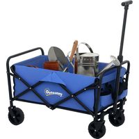Carro de JardĂn Plegable con Ruedas Asa TelescĂłpica Ajustable Carga 100 kg para Campaña Compra 64x42x27 cm Azul