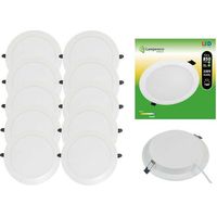 Lampesecoenergie – Lot de 10 spots encastrables LED extra-plats 12W – Blanc froid 6000K – Angle de diffusion 100° – Transformateur intégré – IP20