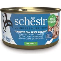 Schesir Atun con Sardina en Gelatina - Comida Humeda Completa para Gatos - 85 g