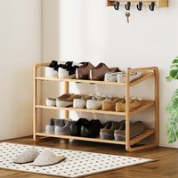 Étagère à chaussures en bambou à 3 niveaux, porte-chaussures capacité 12 paires, 76x33x50,8cm, bois naturel