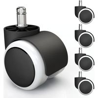 5x roulettes pour sols durs avec revêtement en PVC silencieux et sans rayures - roulettes universelles pour chaises de bureau, idéal pour tous les sols (11 x 22 mm, Blanc)