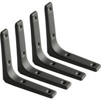 Staffa per mensola da parete, Staffa in metallo nero opaco, Staffa per mensola in metallo per arredo cucina, Staffa per carichi pesanti, 100mm100mm, 4 pezzi