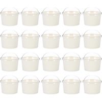 50 ensembles de bols à yaourt jetables, de coupes à glace en papier et de bols à gâteaux avec couvercle-7.5X7.5X7.5CM-White