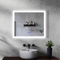 Bathroom LED Mirror 600 x 500 mm 3 Colour Dimmable Lights Demister Touch Switch Illuminated Wall Mounted Vanity Mirror - B