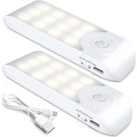 Luce notturna a LED ricaricabile, set di 2 lampade a LED automatiche con sensore di movimento, luce da parete magnetica portatile, ideale per armadio, camera da letto, corridoio, guardaroba, scale.