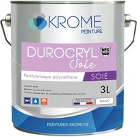 Krome Durocryl Soie Laque Acrylique Polyuréthane - Intérieur et Extérieur Couleur: BLANC - Conditionnement: 3L