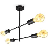 B.K.Licht plafoniera orientabile I Plafoniera retrò I 4 fiamme I E27 I metallo I nero opaco I senza lampadina max. 60Watt
