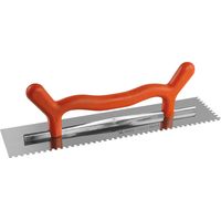 Platoir denté 50x12 cm – Lame inox 0,6 mm dents carrées 6x6x6 mm – Poignée plastique avec corne pour travail à deux mains