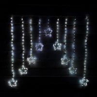 1.2m Premier Christmas Static Star LED Silver Pin Wire V Curtain Lights in White