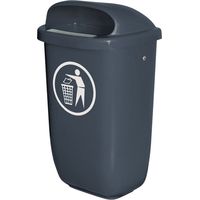 Poubelle BRB pour l'extérieur, capacité 50 litres, conforme à la norme DIN 30713, couleur anthracite