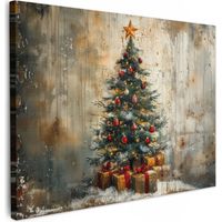 CUADRO EN LIENZO Árbol de Navidad - Vintage - Navidad - Regalo Cuadros 40x30 cm
