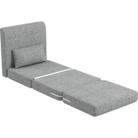 Poltrona letto pieghevole 3 sezioni salvaspazio tessuto grigio 80x75x74 cm