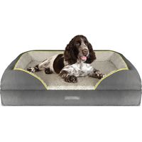 Dreamcatcher Grey Large Plus Dog Bed Orthopaedic Shredded Memory Foam, Fleece Sleeping Area, Non Slip Base, Washable Cover