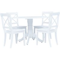 Ensemble Table + 4 chaises - Table à manger avec Chaises Bois d'hévéa Blanc BV112486 - BonneVie