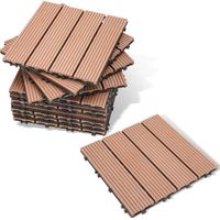 Wolketon Carrelage de terrasse 2 m², carrelage WPC 30x30cm, 22 pièces de carrelage clic, carrelage de balcon, carrelage en bois, résistant aux intempéries, antidérapant, brun - 4 bandes