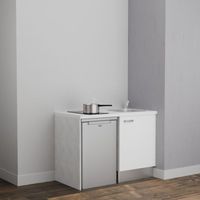 Kochnischen K08L-PT - 120 cm mit Arbeitsplatte und spüle - Weiße Front - weiße Laminatplatte - Kredenzen nein + Haushaltsgeräte