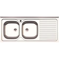 LAVELLO APPOGGIO INOX 2 VASCHE SX + GOCCIOLATOIO DX 120 CM
