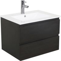 Mob-In – Meuble sous vasque 60 cm SORRENTO – 2 tiroirs – Panneau de particules mélaminé – Installation facile – Pour salle de bain moderne