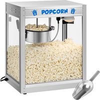 Royal Catering – Machine à popcorn 1350W – Acier inoxydable – 5-6 kg/h – Verre trempé – Revêtement téflon pour cuisson sans brûlure