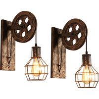 2Pcs Lámpara de Pared Hierro Forjado Aplique de Pared Retro Iluminación Interior para Dormitorio Salón Bronce
