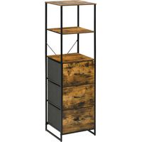 Meuble rangement style industriel – 3 tiroirs tissu amovibles, 44x40x155 cm – Étager + tiroirs, gain de place