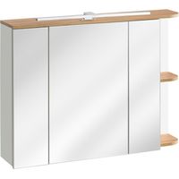 Mueble de almacenamiento para baño ASKA blanco y madera – Modelo suspendido con puertas