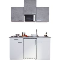 Küche Miniküche Singleküche Küchenzeile Pantry Weiß Beton Luis 150 cm Respekta