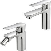 Set miscelatori lavabo e bidet Flat cromati con piletta click clack