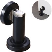 Sollbry Magnetischer Türstopper, Türriegel aus gebürstetem Edelstahl, harter und starker Türstopper, kindersicherer Türhalter, Wand-/Bodenmontage, Schwarz