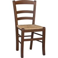 Okaffarefatto – Chaise de salle à manger Paesana en noyer foncé – Siège en paille tressée – Hauteur d'assise 47 cm – Style campagnard italien