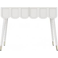 Coiffeuse, table de toilette, avec 2 tiroirs, pieds en métal, blanche, dimensions : L 100 × P 40 × H 76 cm