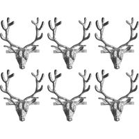 Set of 6 Stag Head Napkin Rings Silver Christmas Tableware Decoration Festive
