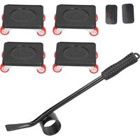 Furniture Mover Kit - 4 Sliders + 4 Wheel Dolly - 800 Kg Capacity - Anti-Slip Rubber Handle - For Heavy Furniture Moving