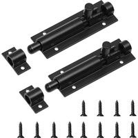 2 sets of heavy-duty black door bolts, sliding cylinder door bolts, safety lock bolts with screws, suitable for heavy-duty door bolt locks (black, 4 inches) for interior door sheds, bathroom a